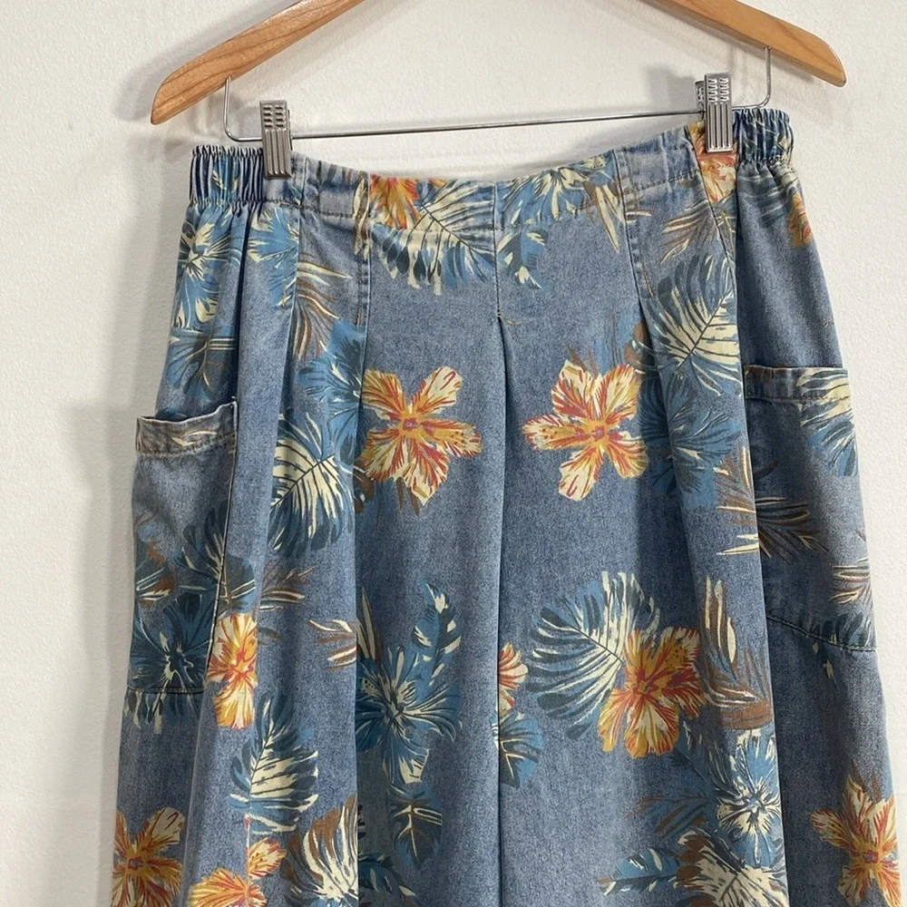 Fanas Venas Boho Cargo Floral Pants Denim XL - Picture 2 of 12